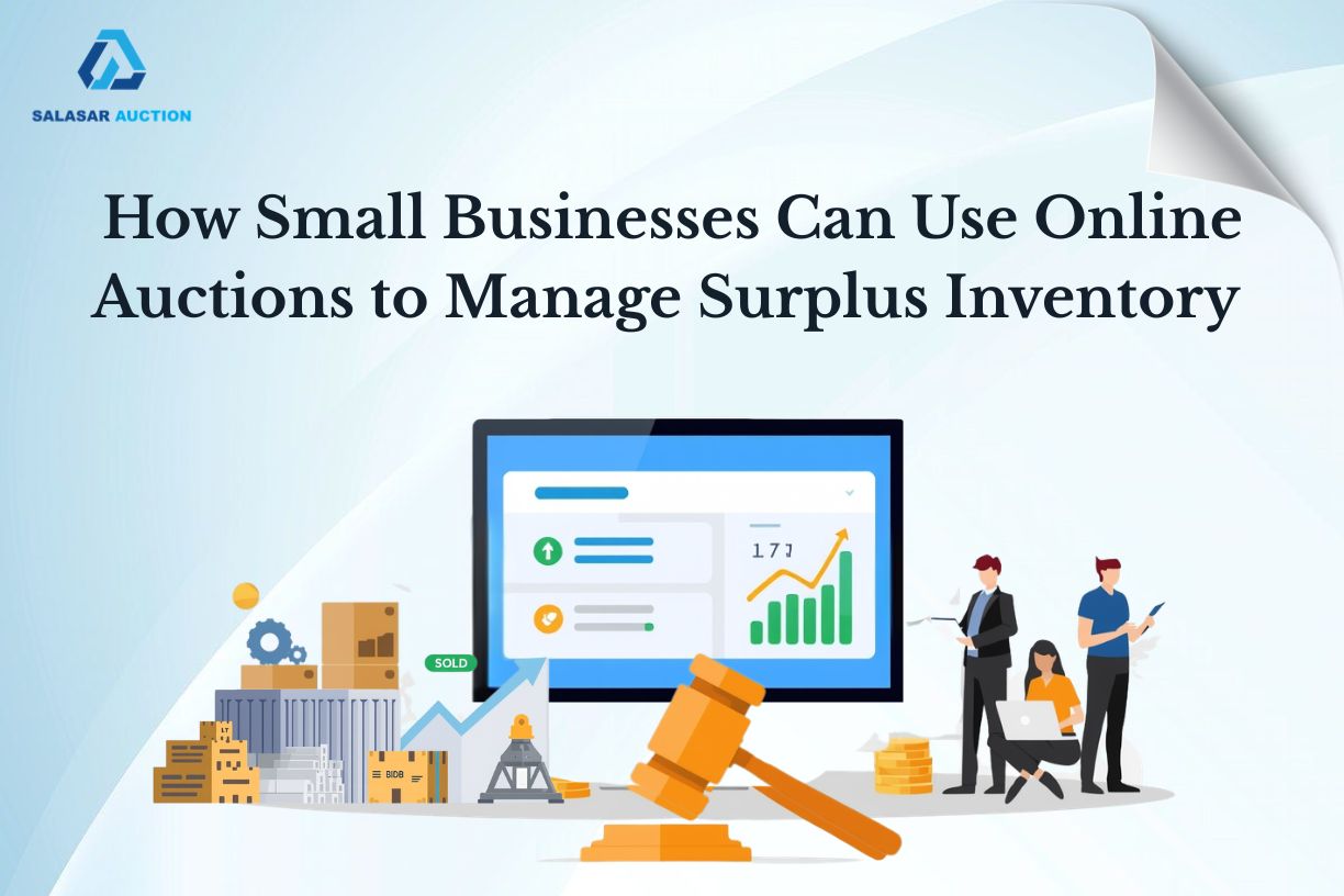 Small business owner selling surplus inventory through online scrap auction platform in India 