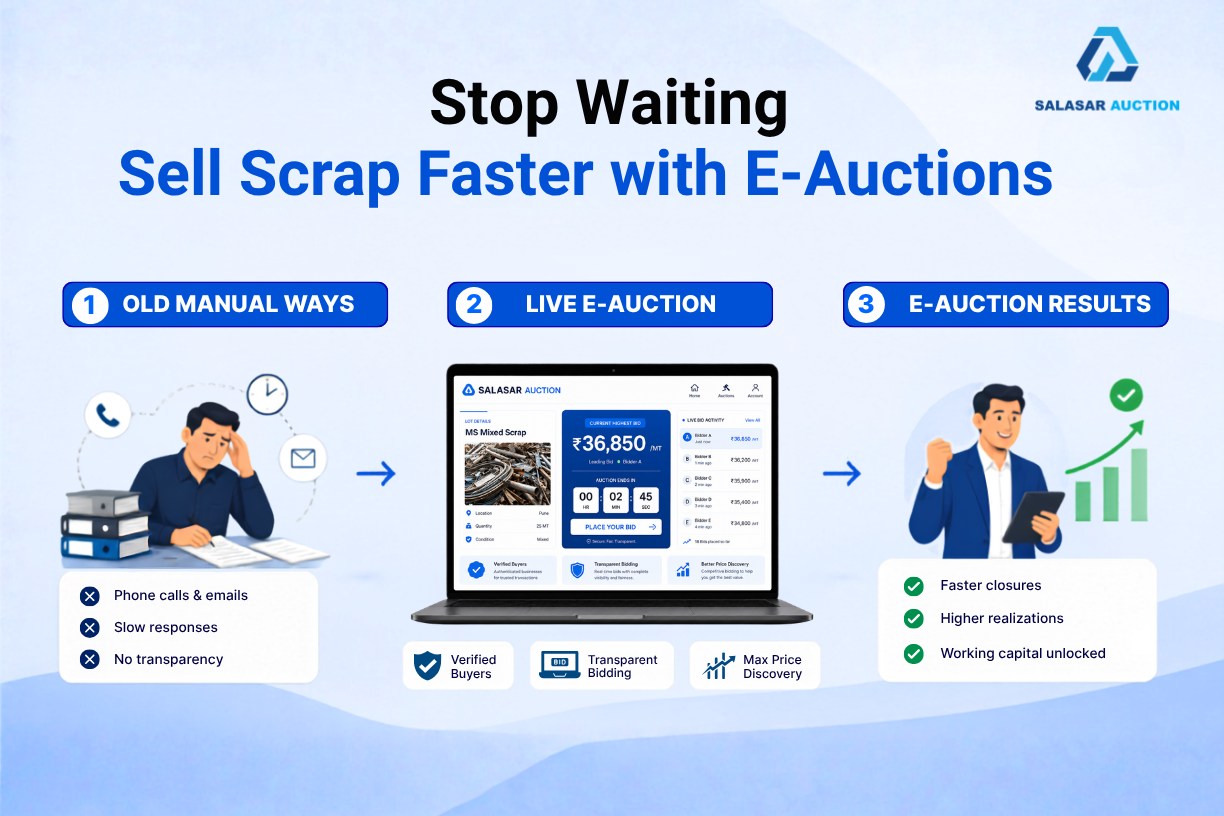 Scrap seller using Salasar Auction e-auction platform to sell industrial scrap online in India