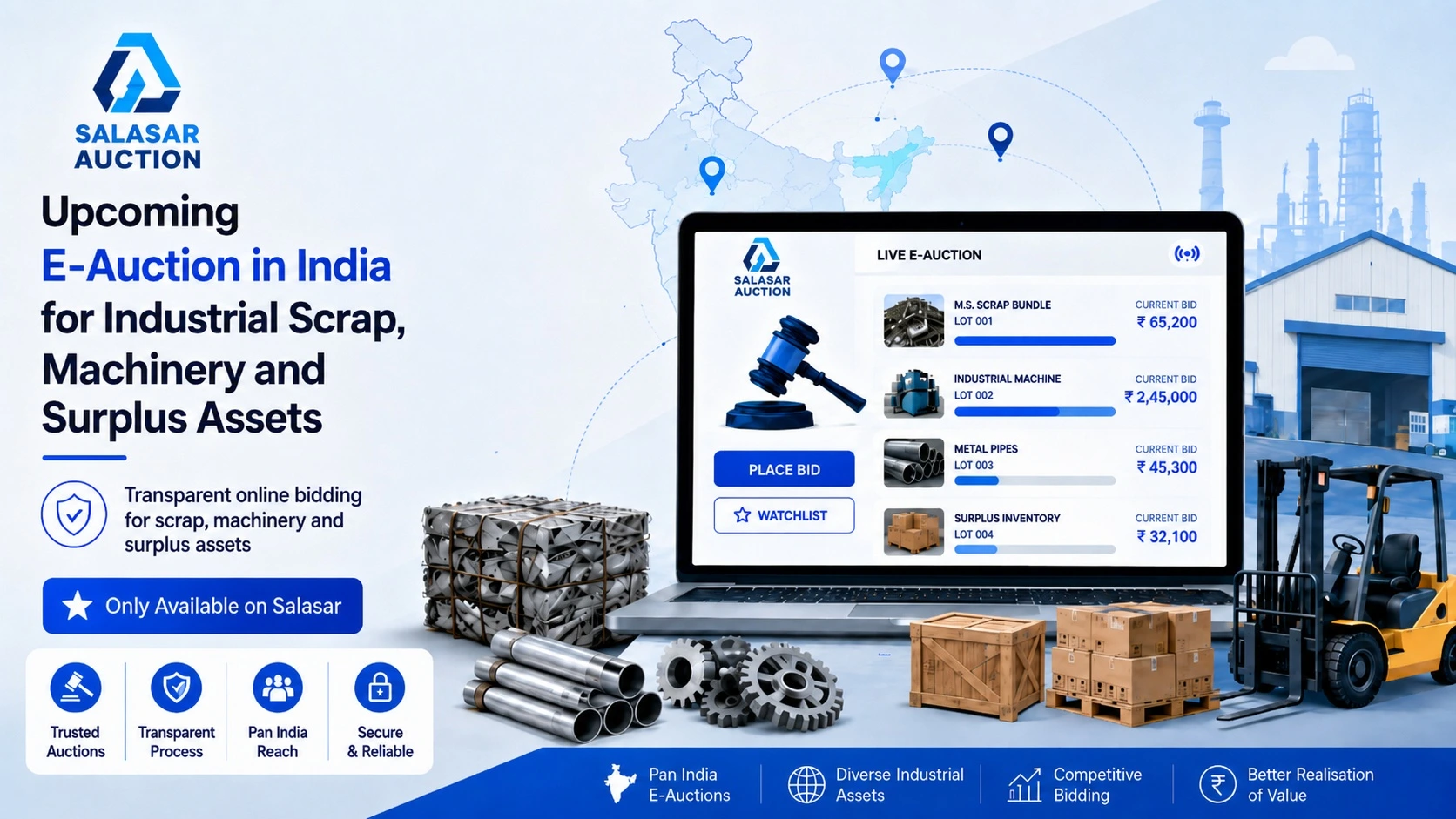 Upcoming E-Auctions in India for Industrial Scrap, Machinery and Surplus Assets 