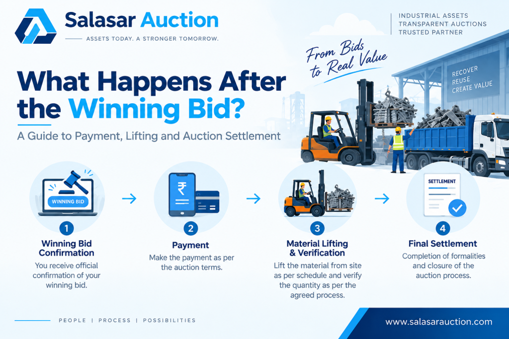 Online scrap auction payment and material lifting process